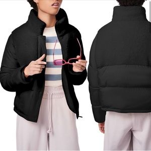 BERNIE High Pile Fleece Contrast Short Puffer Jacket